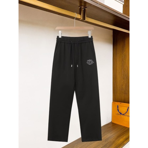 Dior Black Embroidered Logo Straight-Leg Pants